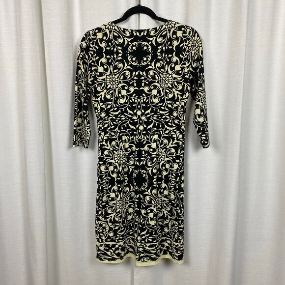 J.McLaughlin Black&Cream Print Emma Pocket Catalina Cloth Midi Dress Sz.S - Picture 7 of 11